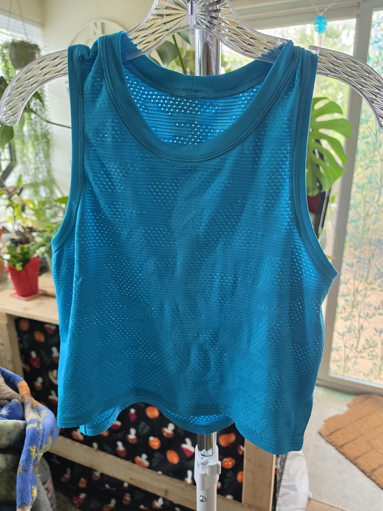 lululemon athletica Tops - Lululemon Train to Be Tank Turquoise Tide Teal Perforated Mesh Workout Top